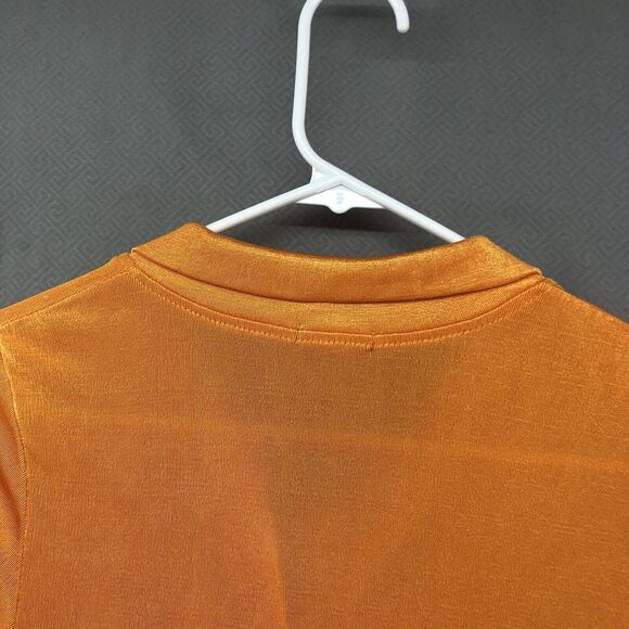 Rue21 Dress Women Young Adult M Orange Short Sleeve Button Up Knee Length New - Picture 6 of 12